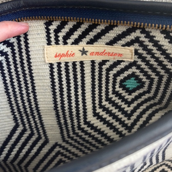 Sophie Anderson Camille Navy Green Natural Clutch - Picture 8 of 15